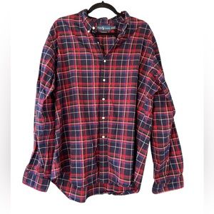 Ralph Lauren Mens Classic Fit Plaid Flannel Dress Button Down Shirt Size XXL